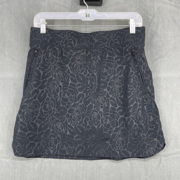 Orvis Dresses & Skirts - Orvis Skort Skirt Womens Small Black Floral Pull On Elastic Waist Pockets Light
